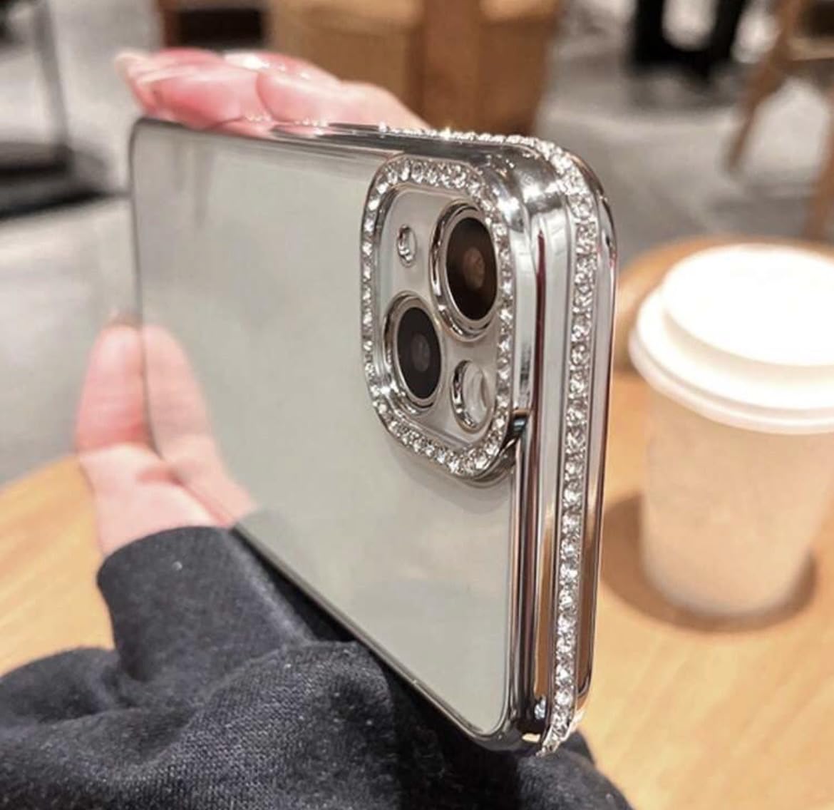 Amazon.co.jp: iPhone13用ケース クリア シルバーストーン 透明ケース
