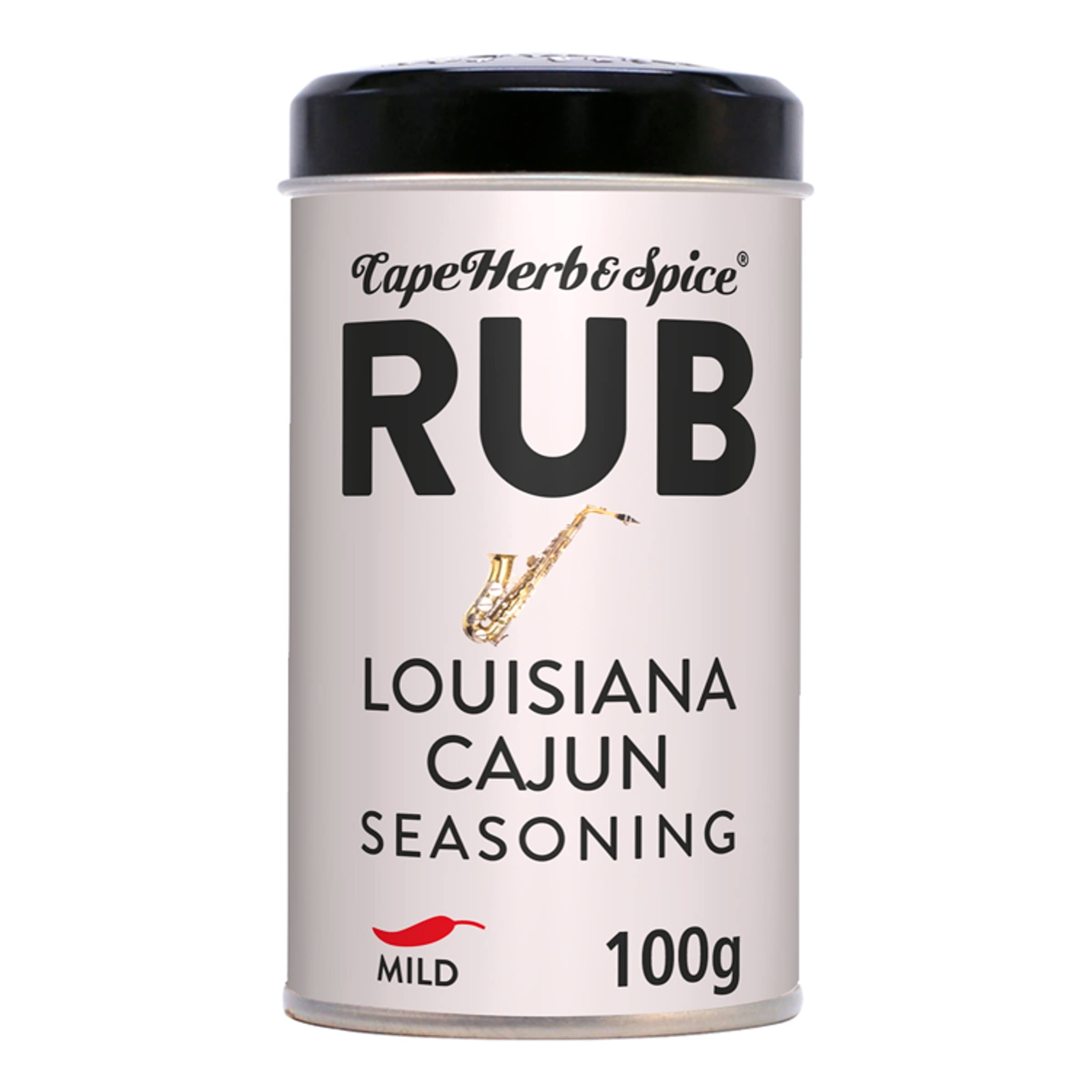 Cape Herb & Spice Rub Louisiana Cajun Seasoning Condiment, Chilli Rating Mild, 100 g Tin (Pack of 1)