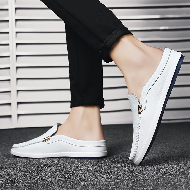 Mens Loafers Round Toe Vegan Leather Half Loafers Shoes Lightweight Anti-Slip Flexible Outdoor Party Slip-ons4