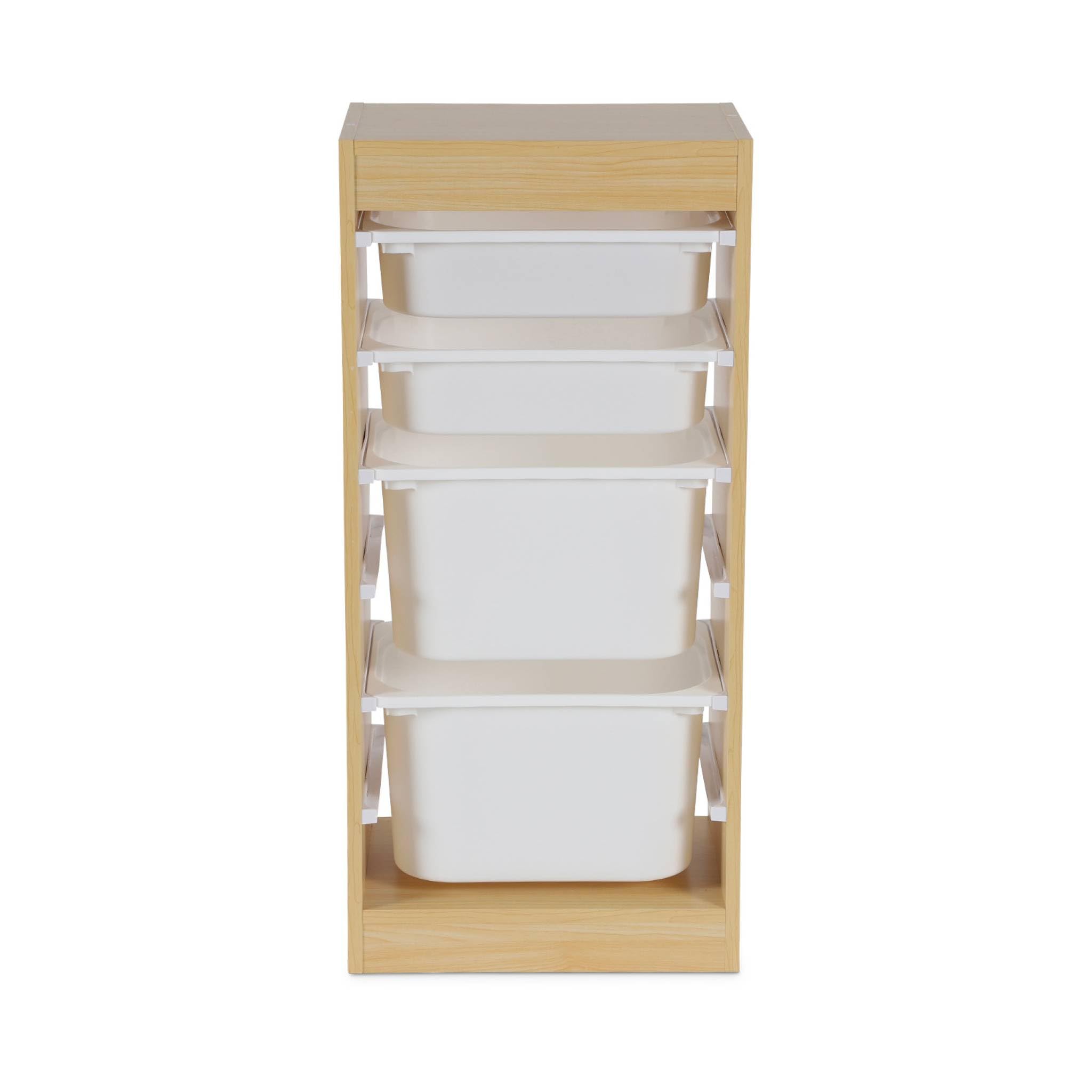 sweeek - Meuble de Rangement Enfant 4 bacs de Rangement. 41.5 x 30 x 89cm (Lot de 2) Naturel