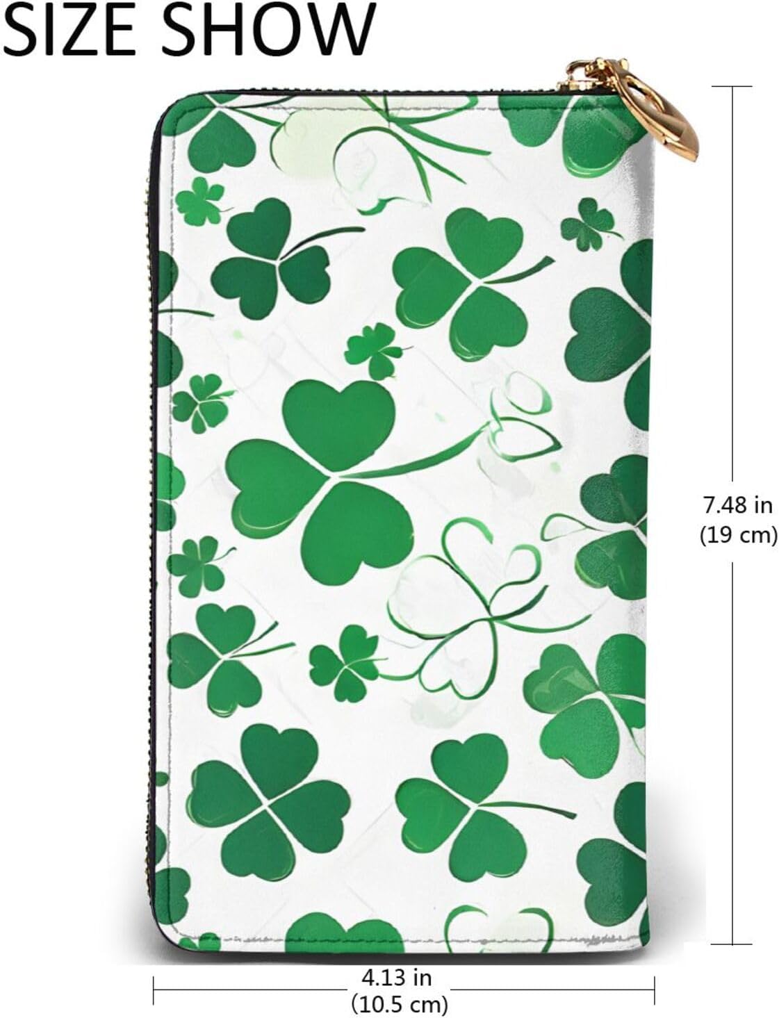 Leather Long Hand-Held Happy St Patrick'S Day Wallet, Men'S And Women'S Wallets, With Hidden Compartments, Passbook Slot, Id Slot.