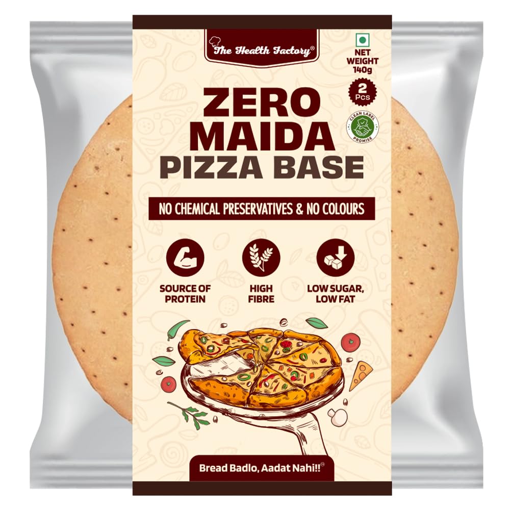 The Health Factory Zero Maida Pizza Base 140g (2Pcs) | Clean Label, Not Brown