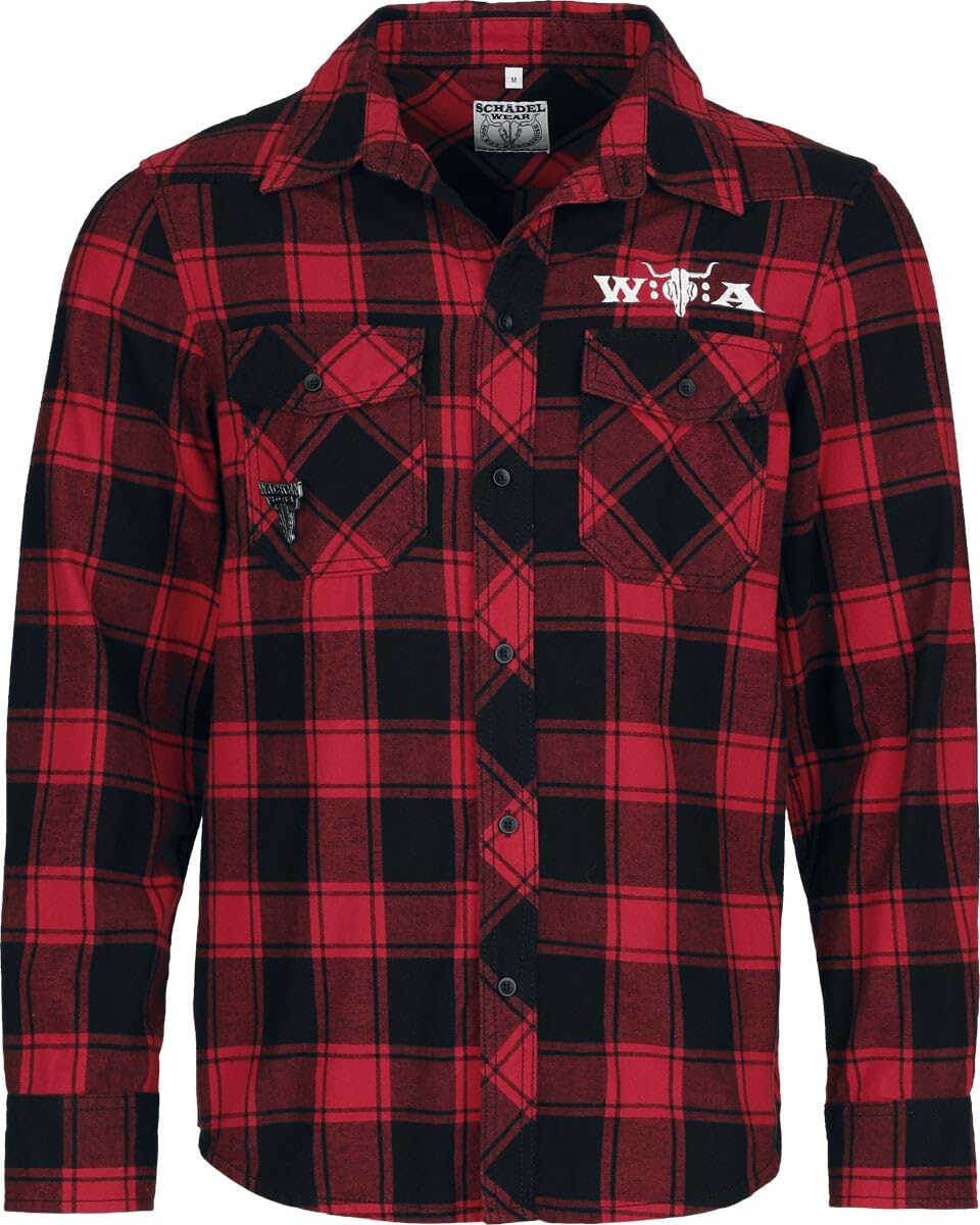 Wacken Open Air Wacken Uomo Camicia Maniche Lunghe rosso/nero 100% cotone Regular