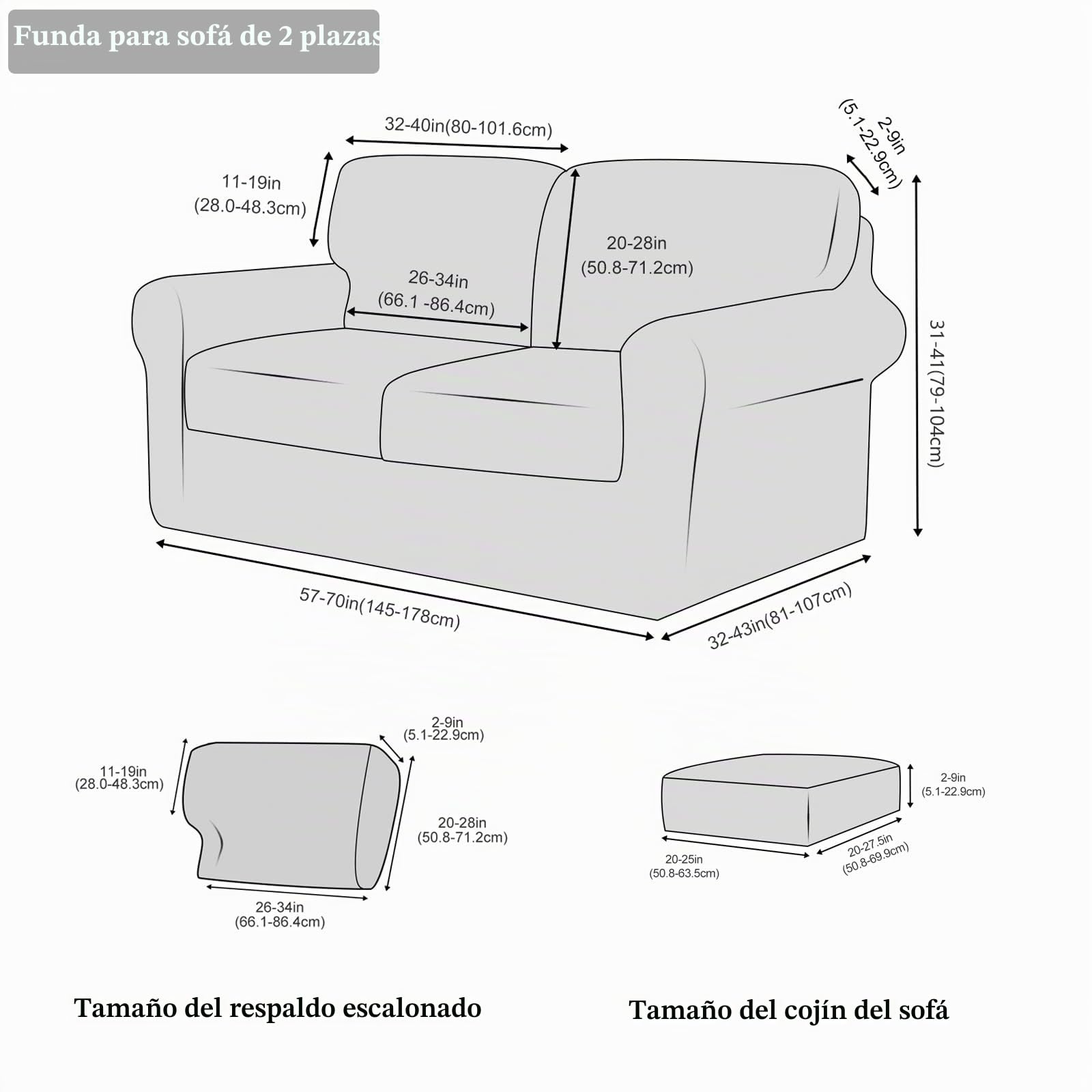 Juego de Funda de sofá de 2 plazas 5 Piezas, Fundas de sofá de Terciopelo elástico súper Suave, Fundas de sofá con 2 Fundas de Respaldo separadas y 2 Fundas de cojín de Asiento (café Oscuro)