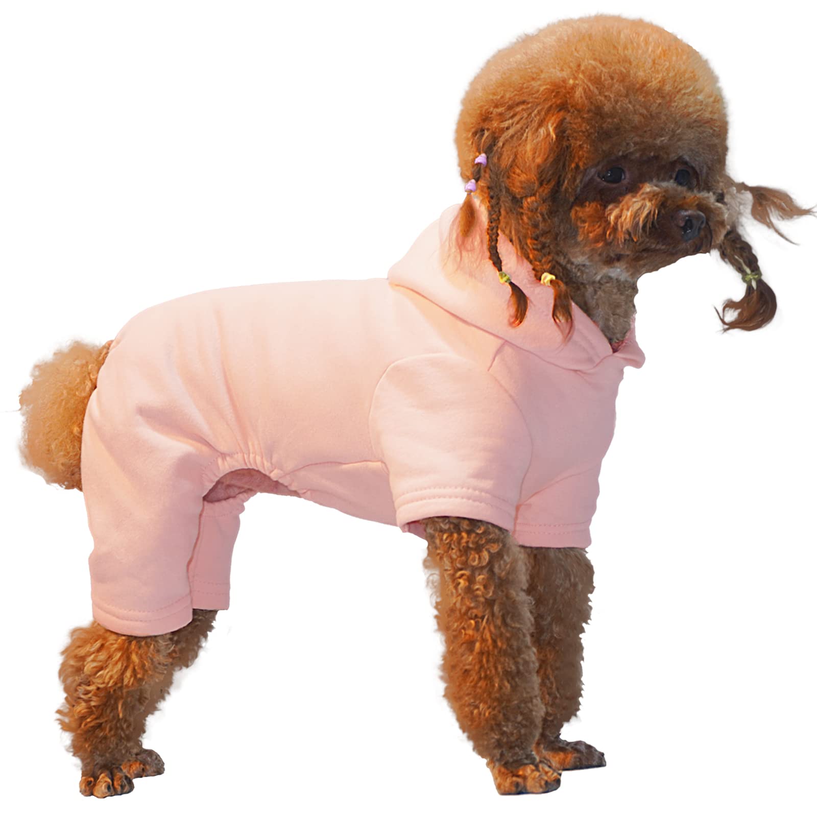 Photo 1 of **NEW**  Topkins Dog Hoodie, Soft Warm Fleece Puppy Sweatshirt with Hat, Cute Pet Winter Clothes Cold Weather Dog Hooded Coat for Small Medium Dogs Boy Girl (Pink, M) Medium Pink