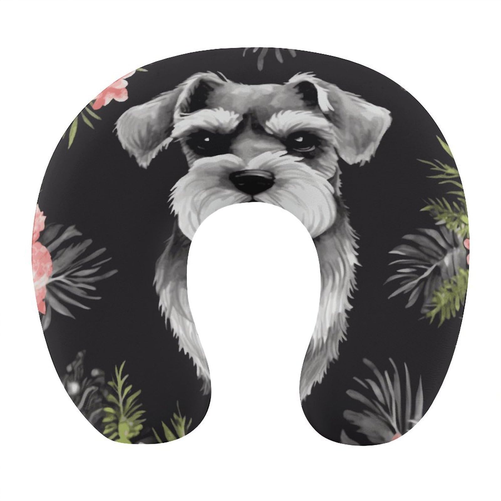 FekiLoot Schnauzer Travel Pillow,U Shaped Office Napping Pillow Support Neck and Head Comfortable Travel Neck Pillow U Shape Sleeping Essentials for Long Haul Flights