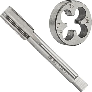 Aceteel 7/16"-28 UNEF HSS Tap And Die Set, Machine Thread Tap And Round Thread Die Right Hand