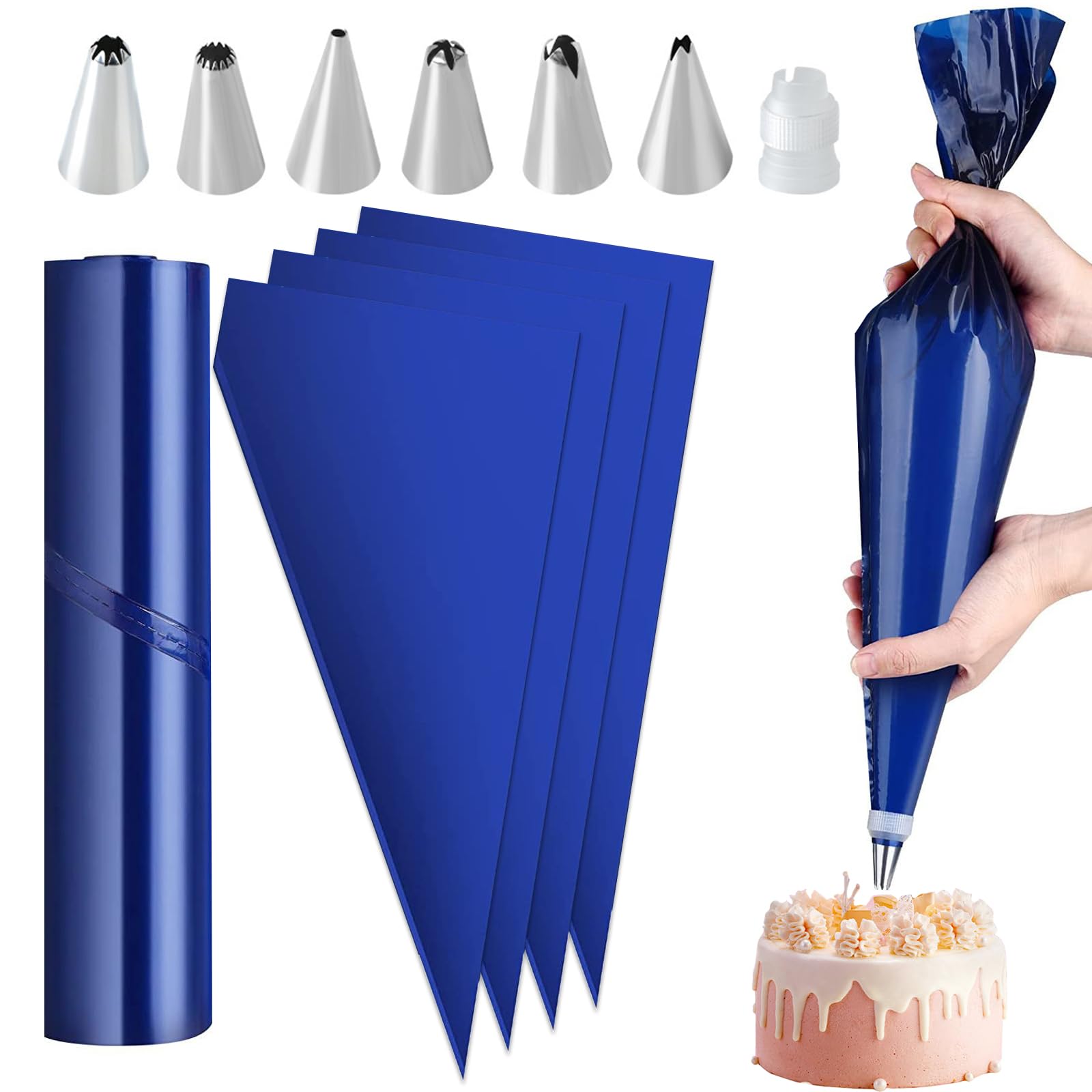 JasCherry Poches à Douille Jetables Extra Épaisses 22 Pouces - Lot De 100 Sacs Pâtisserie Super Résistants Pour Glaçage & Décoration De Gâteaux