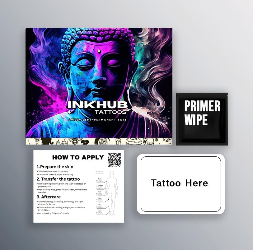 Image of Tattoos Cunning Steel Semi-Permanent Tattoo for Men & Women | Long-Lasting Temporary Design with Primer Wipe Included for Realistic Application | Waterproof Minimalist Body Art