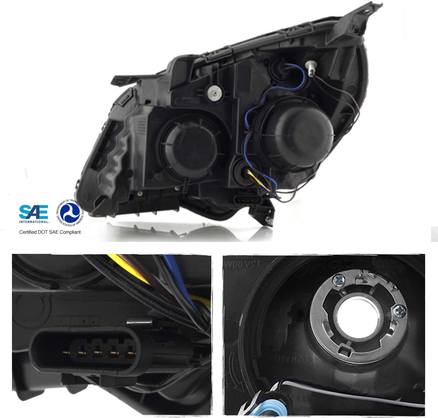 AKKON - For 2010-2015 Chevy Equinox LTZ Projector Headlights Passenger Right Side Assembly