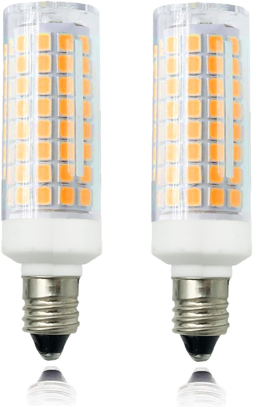 E11 LED Bulb 7W Dimmable E11 Mini Candelabra Base 75W Halogen Equivalent, T3/T4 JD E11 LED Light Bulb for Chandelier Cabinet Ceiling Fan Decorative Lighting Warm White 3000K (Pack of 2)