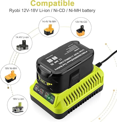 Miniatura 5 de Powilling 2Pack Replacement for Ryobi 18V Batteries 3.5Ah with P117 Raid Charger for Ryobi 18V ONE+ P108 P107 P105 P104 P103 P102