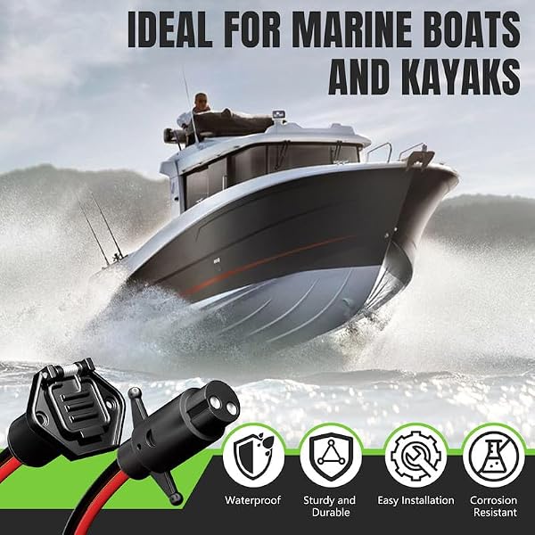 12-24V 8 Gauge 2 Wire Trolling Motor Plug and Receptacle Compatible with Minn Kota Marine Boat Kayak, Male & Female Connector,Trolling Motor Quick Connect Wire Kit by EOUOBOMO - Image 5