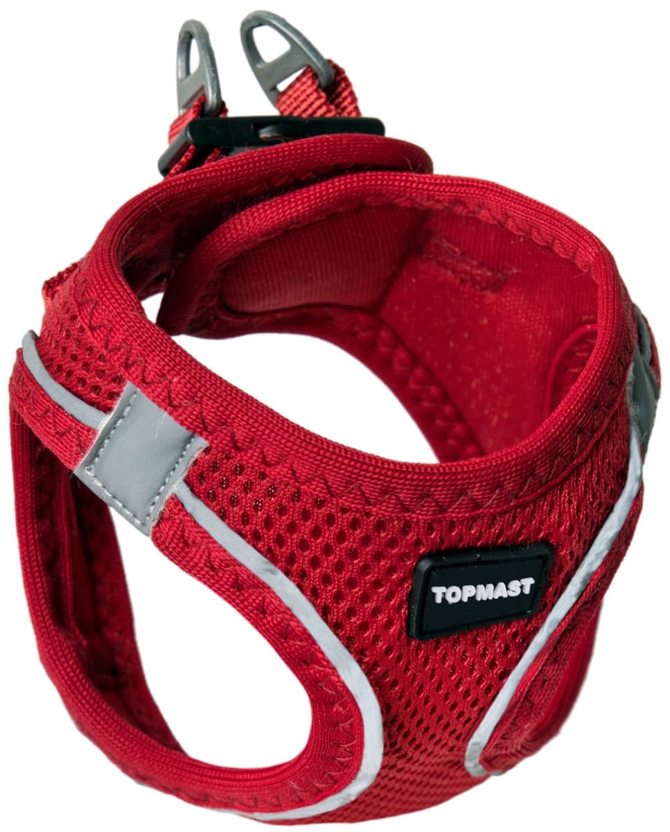 Harnais pour chien Topmast Airmesh rouge taille XL réglable avec clip
