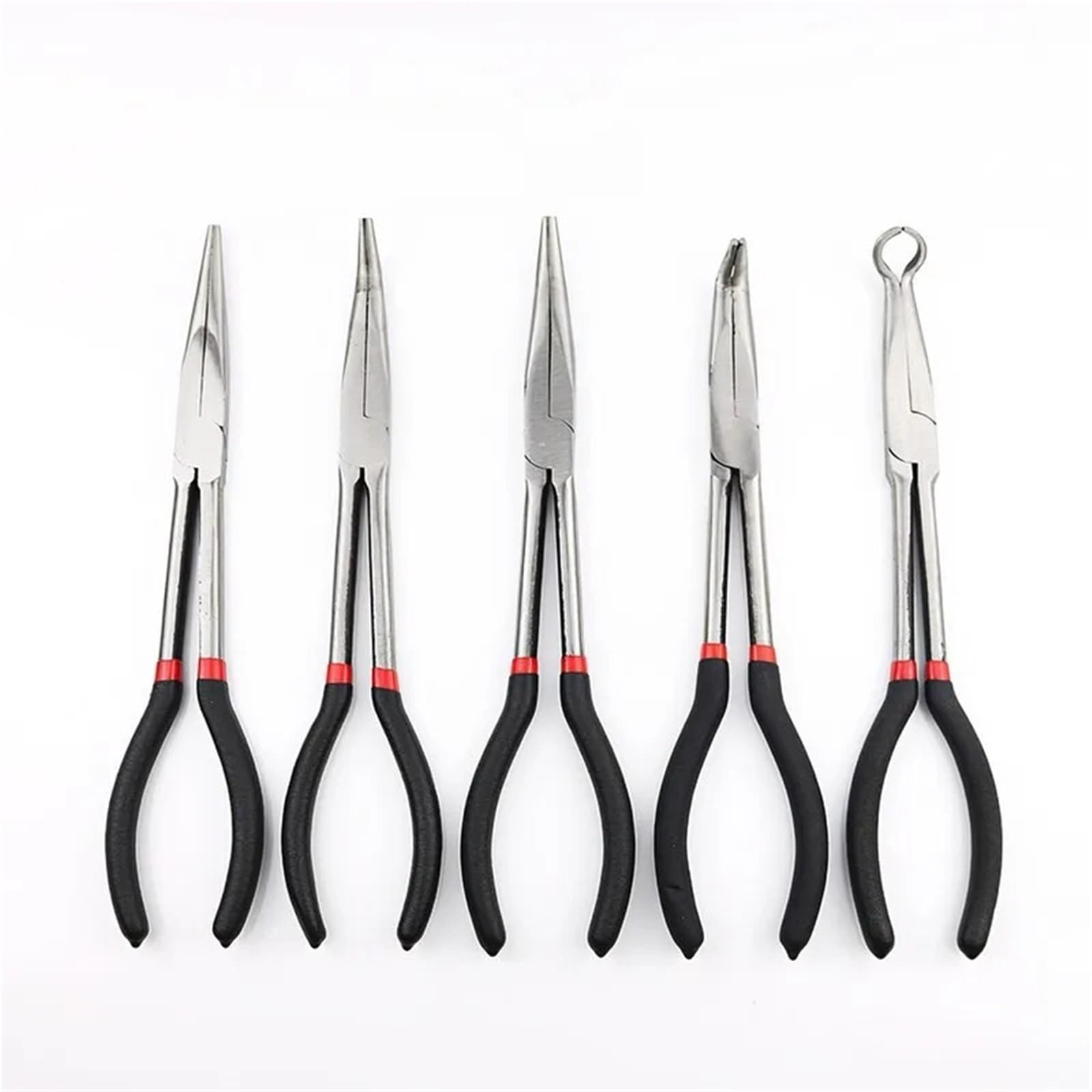 Set Di Pinze Set di 5 pinze a becchi da 280 mm, dritte, curve a 25°/45°/90° e tondi, utensili manuali ergonomici antiscivolo for riparazioni auto fai te
