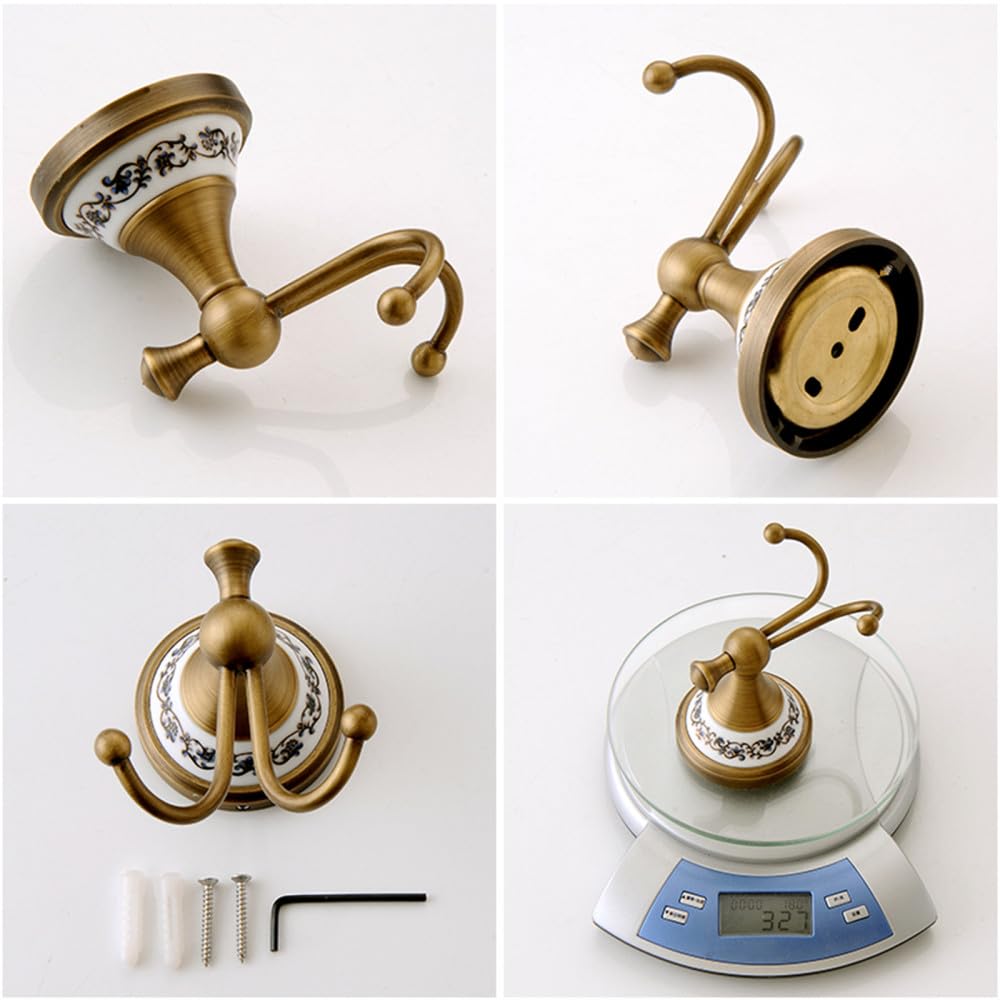 Set di accessori per il bagno in bronzo antico Mensola per asciugamani Porta asciugamani Porta carta igienica Gancio Prodotti per il bagno in ceramica,porta accappatoio,A