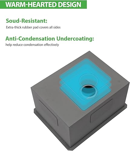 Miniatura 4 de Fregadero de lavandería de 21 pulgadas, calibre 16, acero inoxidable, cuenco individual de 12 pulgadas de profundidad debajo de la encimera, hecho a