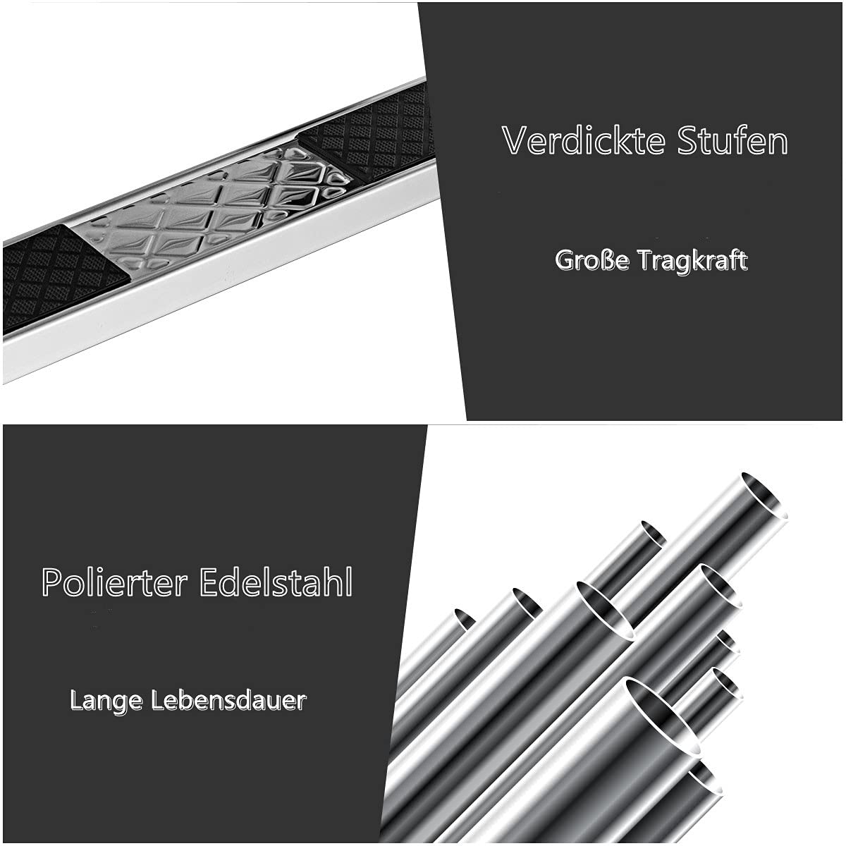 GYMAX Poolleiter 3 Stufen Schwimmbadleiter Edelstahl Einstiegsleiter mit Antirutschpads Einbauleiter Tiefbeckenleiter Sicherheitsleiter 55 x 25 x 132,5 cm