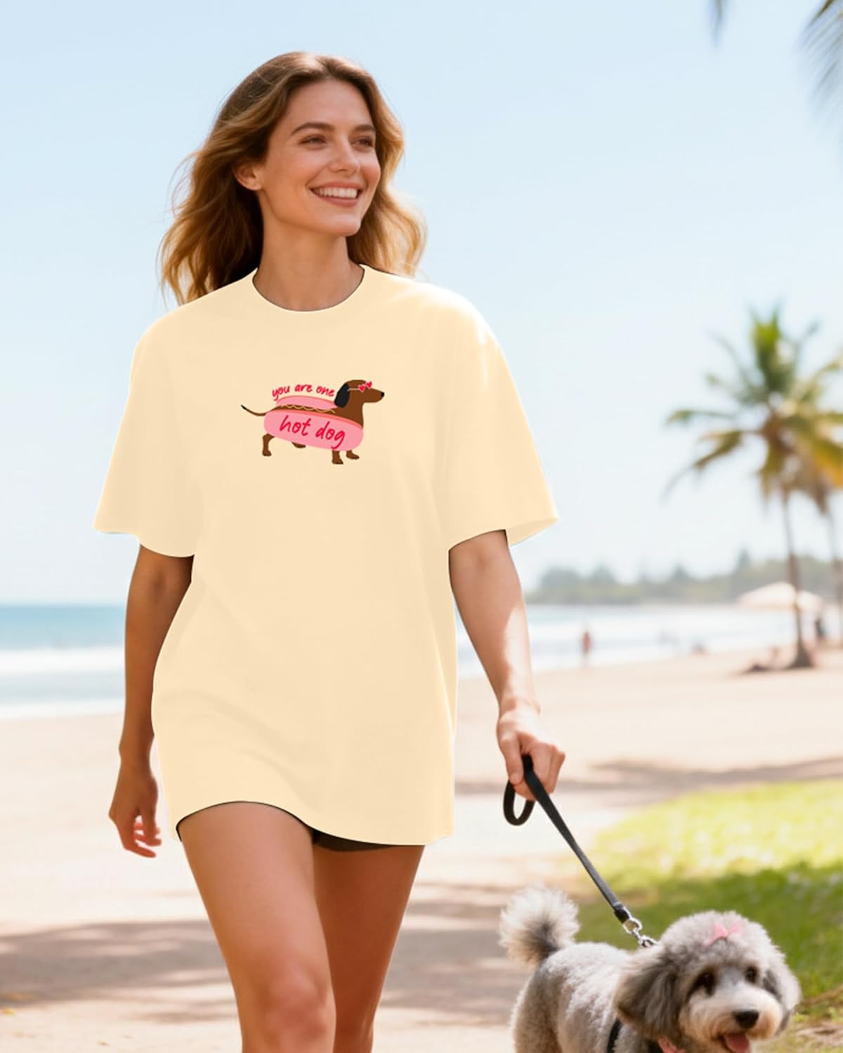 Aiyino Womens Dog Mom Graphic Tee Cute Dog Art Shirt for Pet Lovers Relaxed Fit Casual Gift Top - Image 3