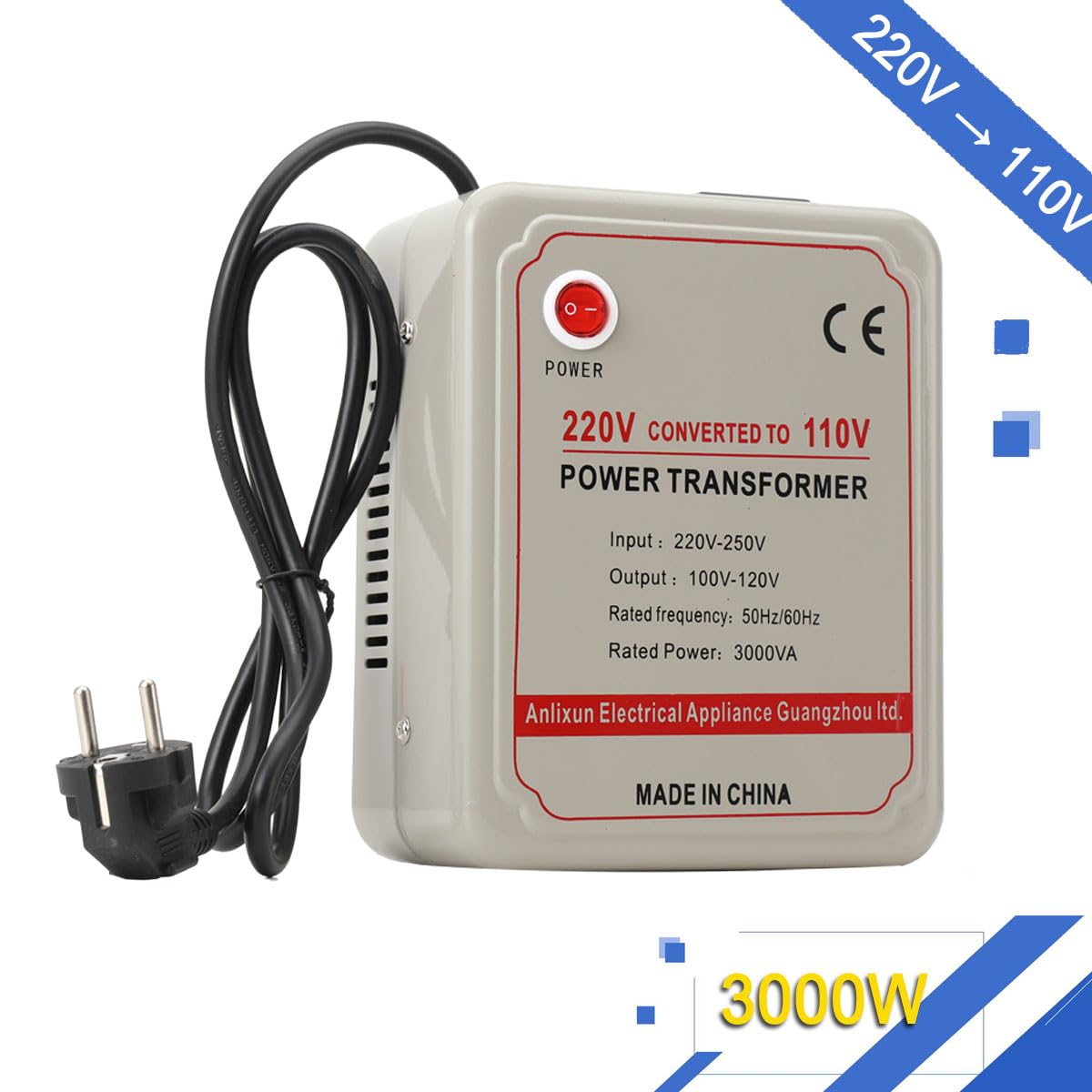 3000W Trasformatore di Tensione 220V a 100V Heavy Duty Adattatore Trasformatore