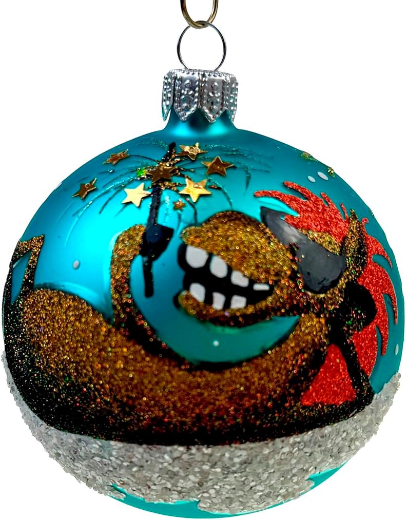 Christmas Glass Ball Ornaments Clock Hand Painted 4" (10cm) 5 Minutes Until New Year
