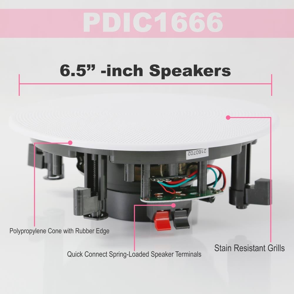 Pyle PDIC1666 Blanc Haut-Parleur - Hauts-parleurs (2-Voies, 2.0 canaux, avec Fil, 60-20000 Hz, 16 Ohm, Blanc)