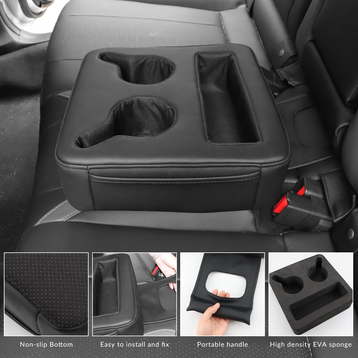 MARCHFA Organizer per sedile auto, universale, accessori per sedile posteriore auto, con 2 portabicchieri
