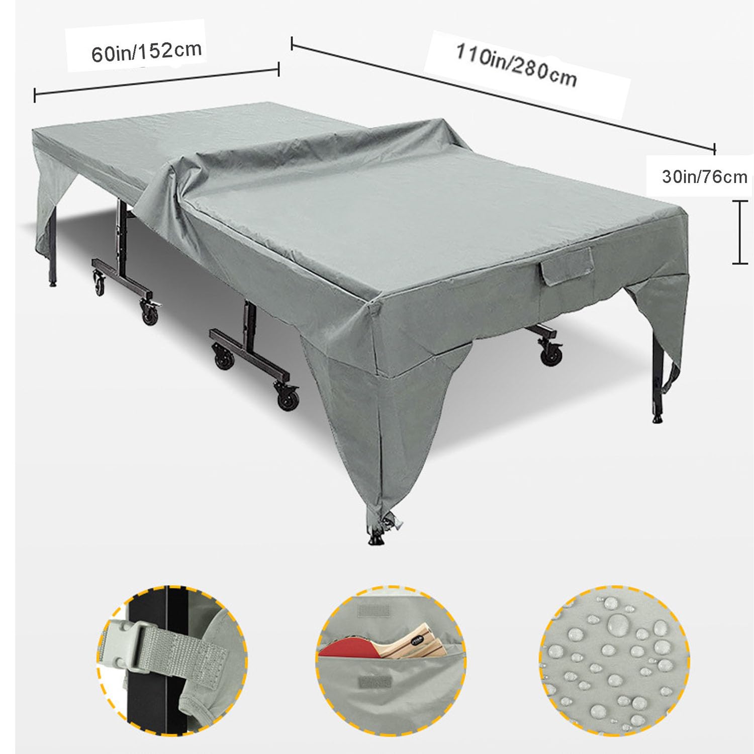 Funda de Mesa de Tenis de Mesa Impermeable Oxford 210D 280x152x73cm Verde