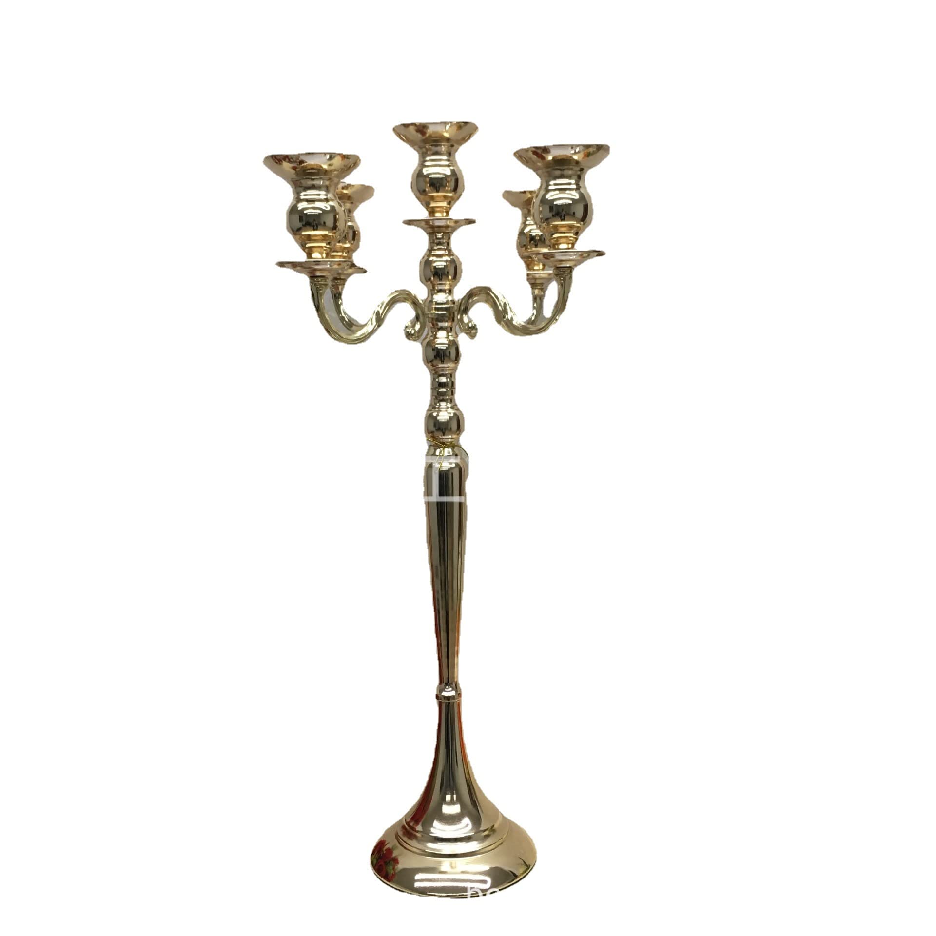 33 Inches Gold Large 5-Arm Metal Candelabra for Wedding Centerpieces