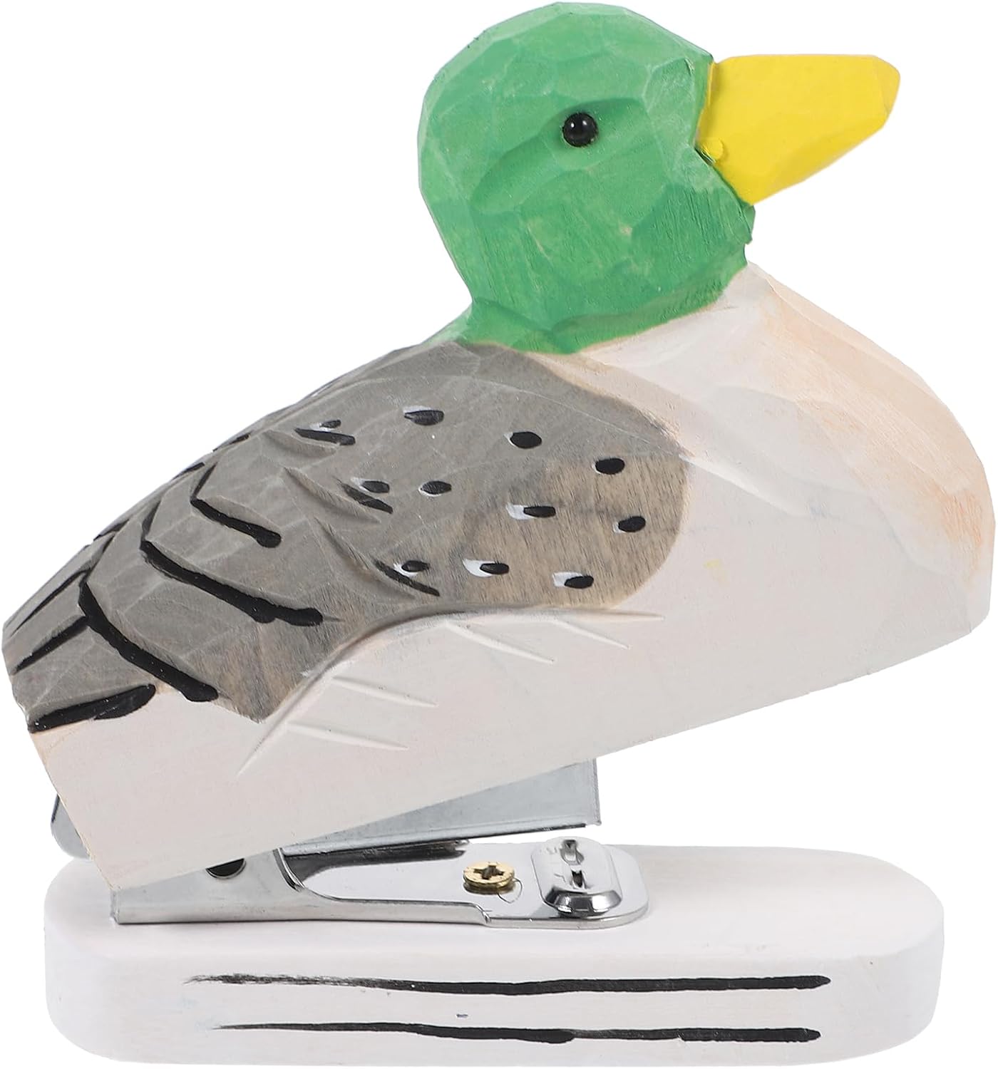 NUOBESTY Duck Stapler Reusable Mini Animal Desktop Stapler Office Stapling Tool Decorative Wood Craft 4.52X3.93X1.37In