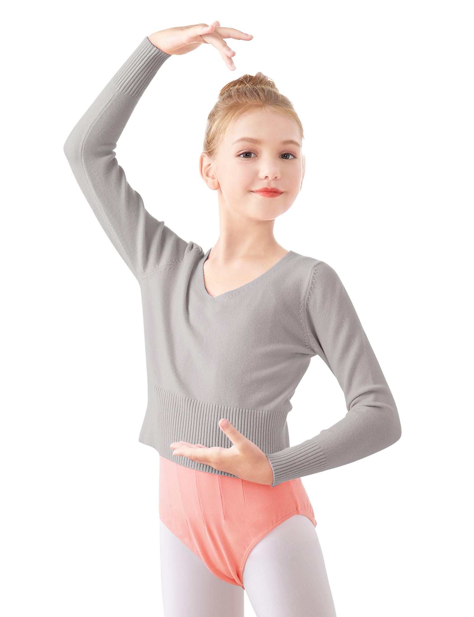 Dayrose Girl's Ballet Sweater, Soft Long Sleeve Girls Active Sweater, Pullover Girls Dance Sweater for Ballet/Warm Ups