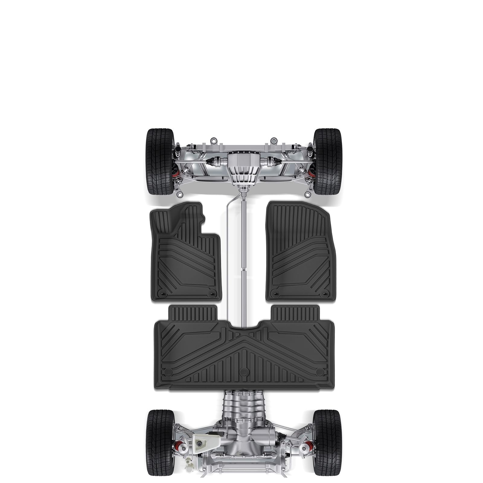 maty samochodowe Do dywaników podłogowych Xpeng P7+ 2024 | Do podkładki do bagażnika Xpeng Cargo Liner Akcesoria do wnętrza samochodu CZARNY(LHD 4PCS)