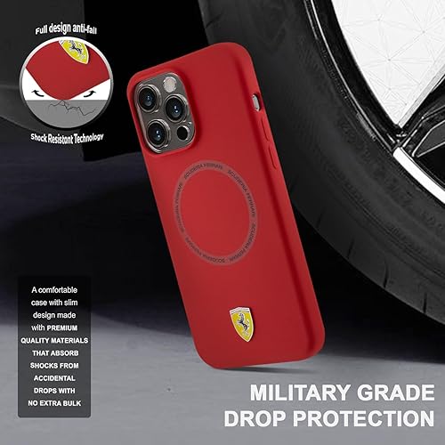 Miniatura 4 de CG MOBILE Ferrari - Funda para teléfono compatible con Magsafe y iPhone 15 Pro Max en anillo impreso rojo Scuderia Ferrari, silicona suave, funda