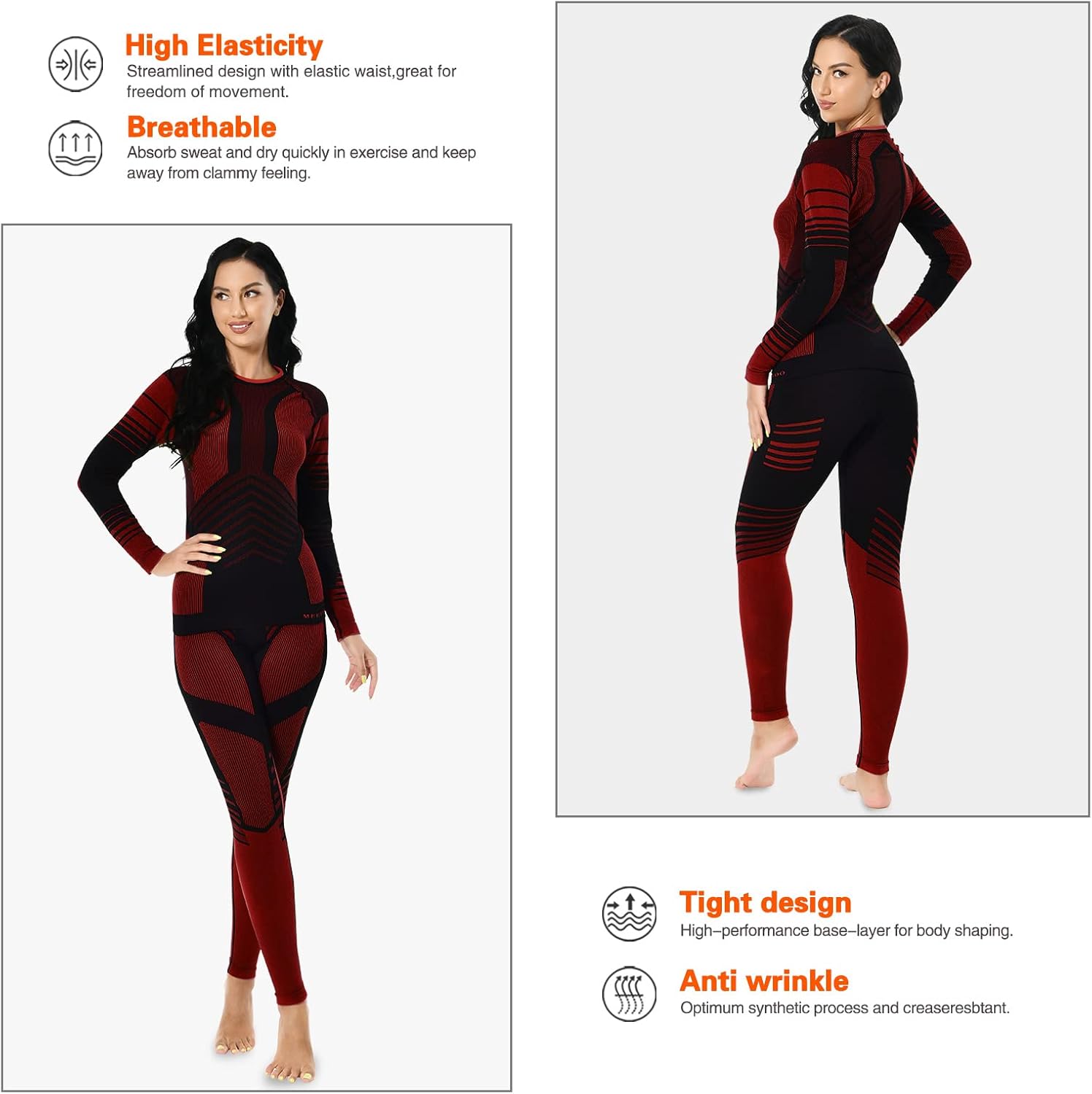 MEETYOO Thermal Underwear Set for Women, Winter Long Johns with Fleece Lined Warm Base Layer Top and Bottom Set for Skiing - Image 5