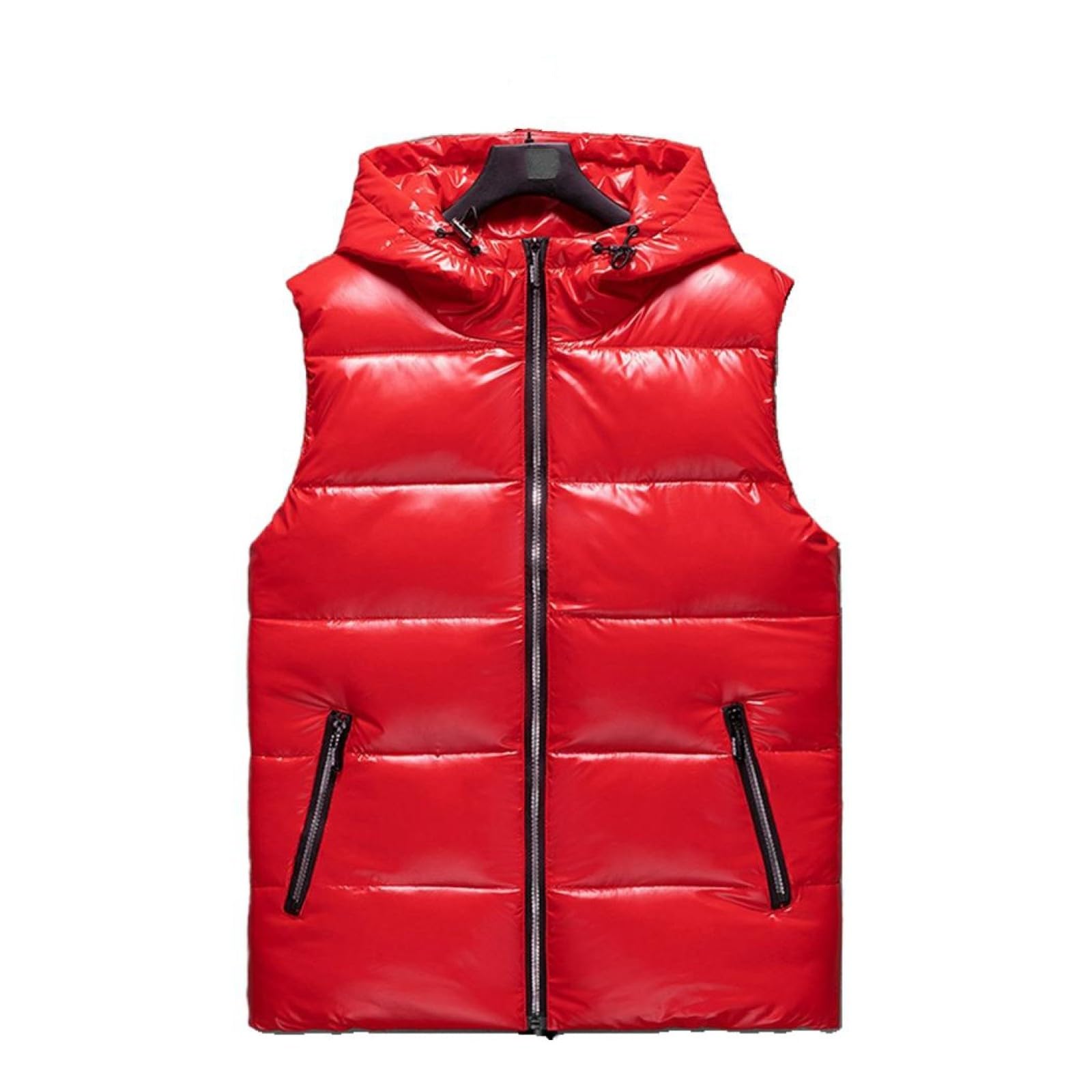 Chaleco cálido y engrosado suelto rojo con bolsillo interior útil 2