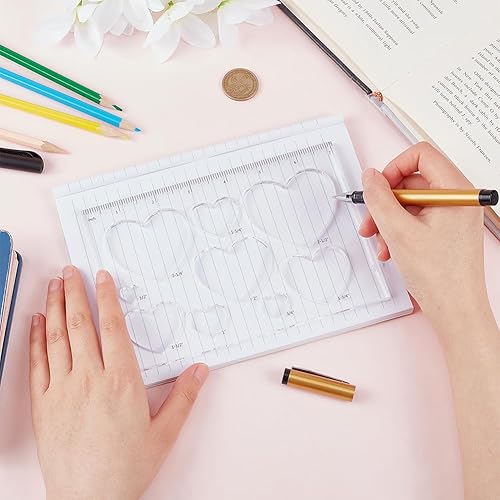 Miniatura 9 de PH PandaHall 2 plantillas de plantilla de enrutador, plantillas acrílicas, regla de escala de dibujo, herramienta de medición de geometría ovalada,