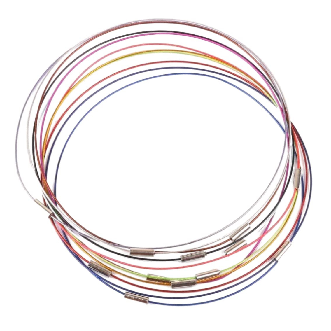 Pithcogent Unisex Colorful Cord Choker|Choker Necklace Memory Wire Cord Necklace Findings Mixed Steel For Diy Jewellery Making 46Cm 10Pcs
