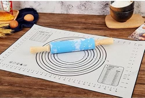 Large Non-Stick Silicone Baking Mat 20"x28" – Pastry Mat with Measurements for Rolling Dough, Pie Crusts, Cookies, and More