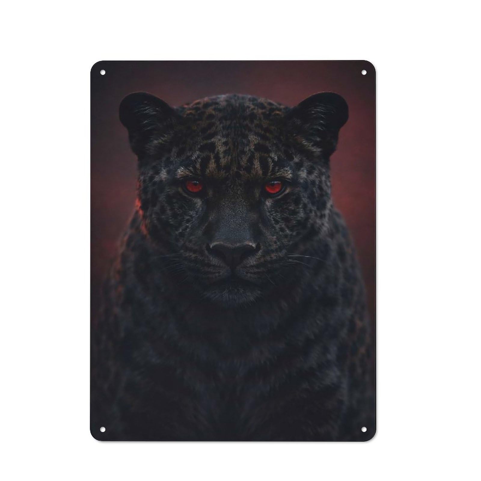 Junmoney Style-23 Tin Wall Plaque 40X30cm With Black Panther With Red Eyes For Hallway Wall, Suited To Hallway Decor Lovers, For Retro Home Interiors