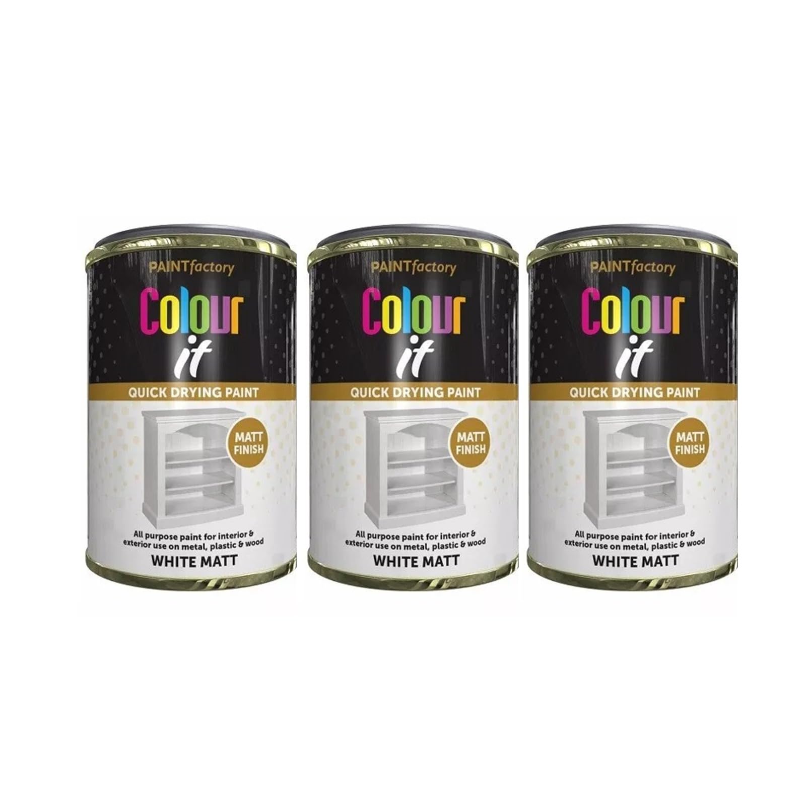 SDMAX White Matt Paint Tin, Quick Drying, Bright Finish, Non-Cracking, Long-Lasting Protection, Easy To Use, Interior And Exterior Use On Metal, Plastic, Wood, 300ml (3pcs)