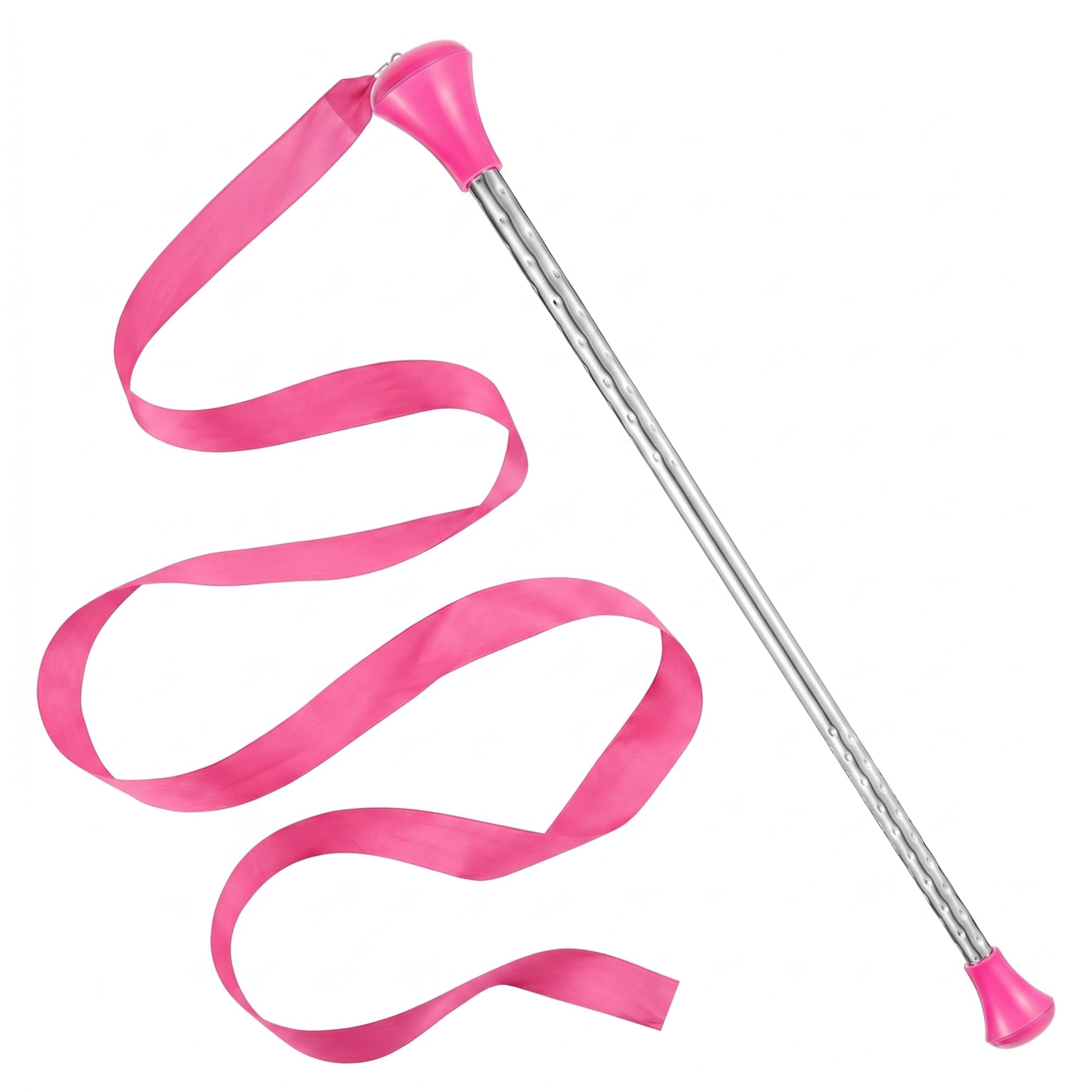 Bonalake Twirling Baton, Stainless Steel Shaft Batons for Twirling with 13.12ft Ribbon, 18.9 Inch Non-slip Handle Performances Batons for Conducting Baton