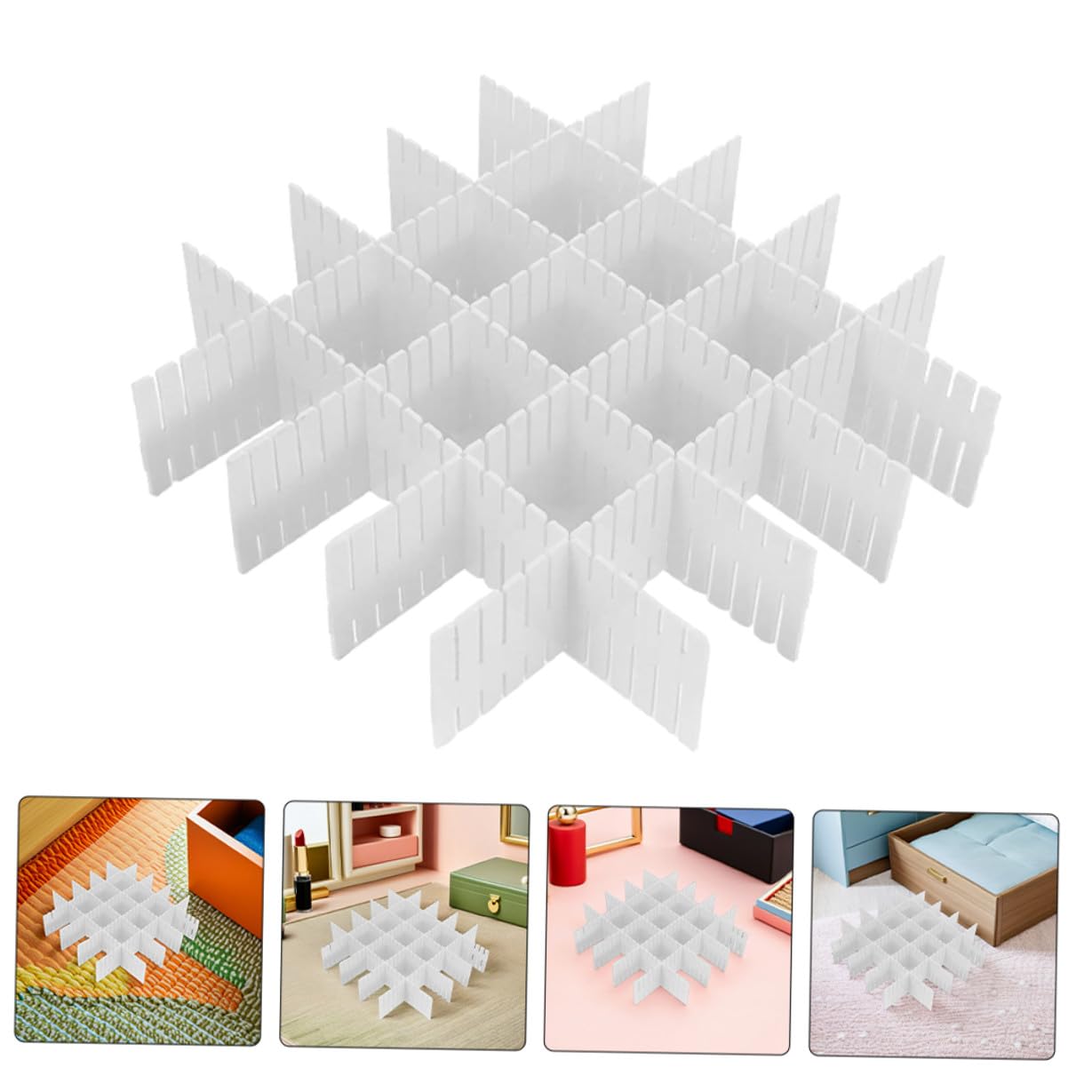 VILLCASE 16 Stück Verstellbare Schubladenteiler Kunststoff Weiß DIY Organizer für Unterwäsche Socken Kosmetik Ordnungssystem für Schrank Küche Schlafzimmer