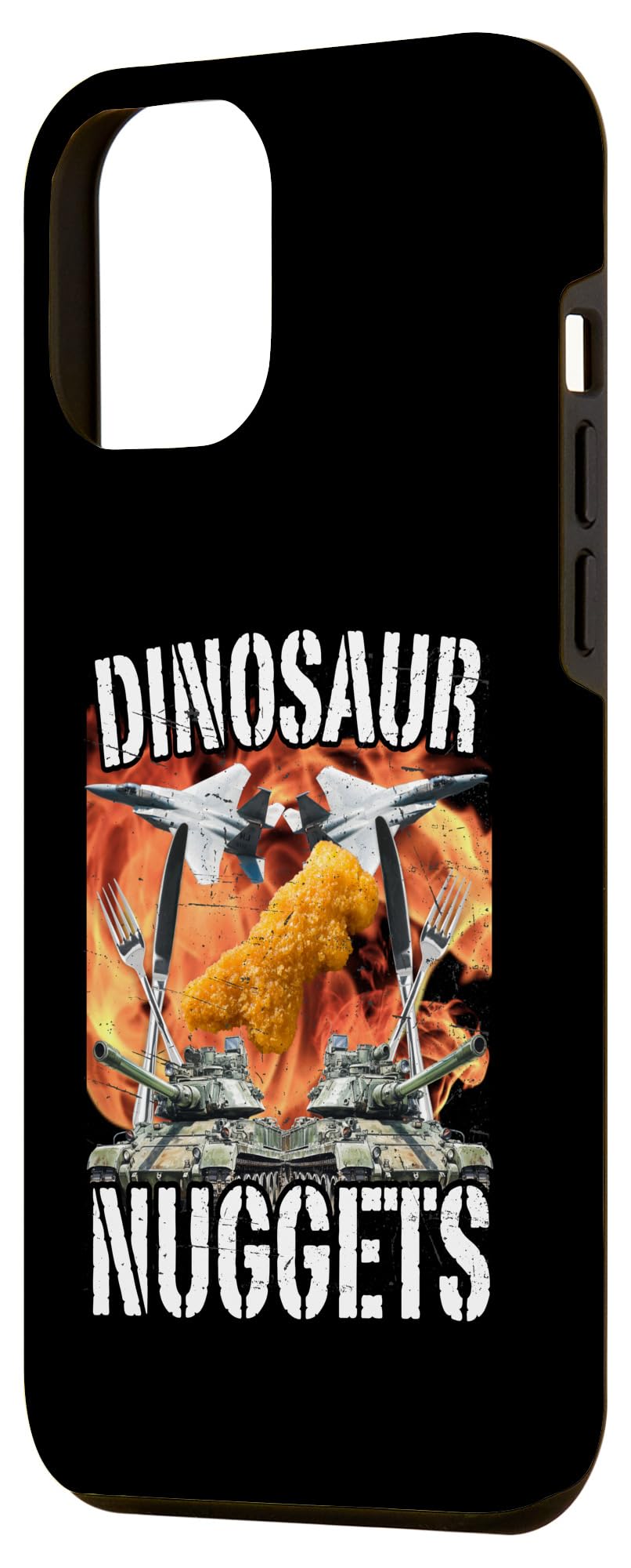 iPhone 15 Plus Funny Dinosaur Chicken Nugget Bootleg Hardcore Flames Meme Case - Image 2
