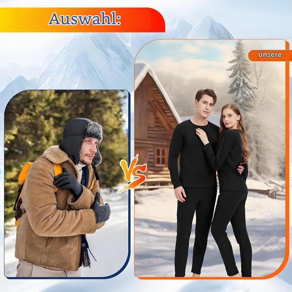 Beheizte beheizbare Unterwäsche Set Herren USB-Aufladung 42 Zonen intelligent beheizbar Thermounterwäsche Oberteile Hosen & 3XL