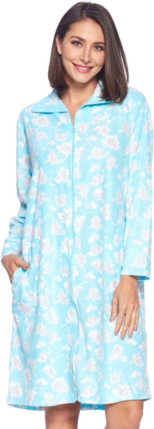 Women's Printed Micro Fleece Zip Up Sleepwear Duster Brazil Ubuy