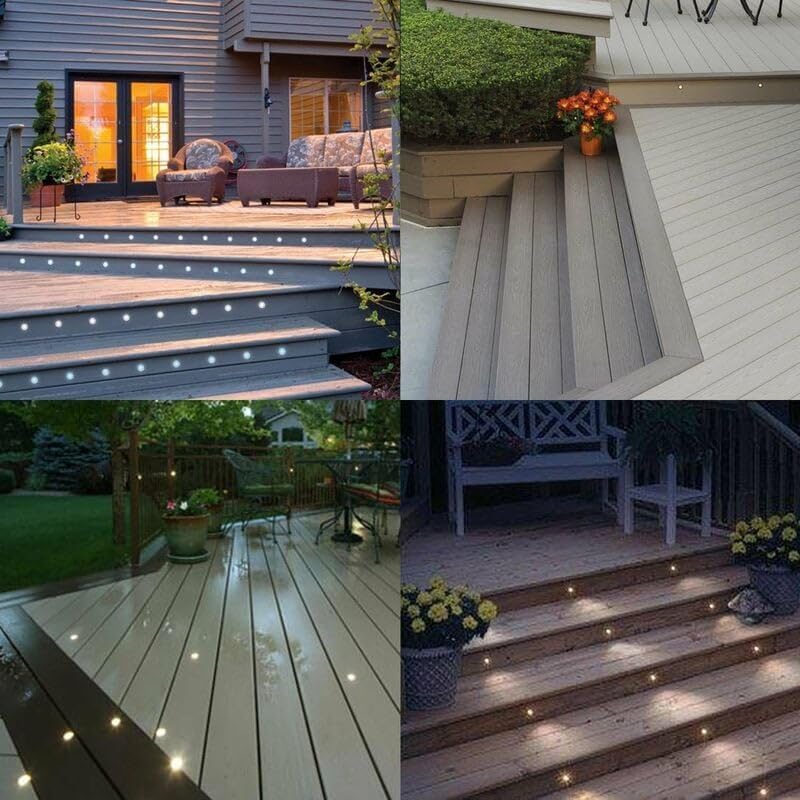 Pack of 10 Mini LED Outdoor Recessed Spotlights, IP67 Waterproof, Daylight 4500K, Floor Lamp 32 mm 0.6 W DC12 V for Path, Patio, Wood
