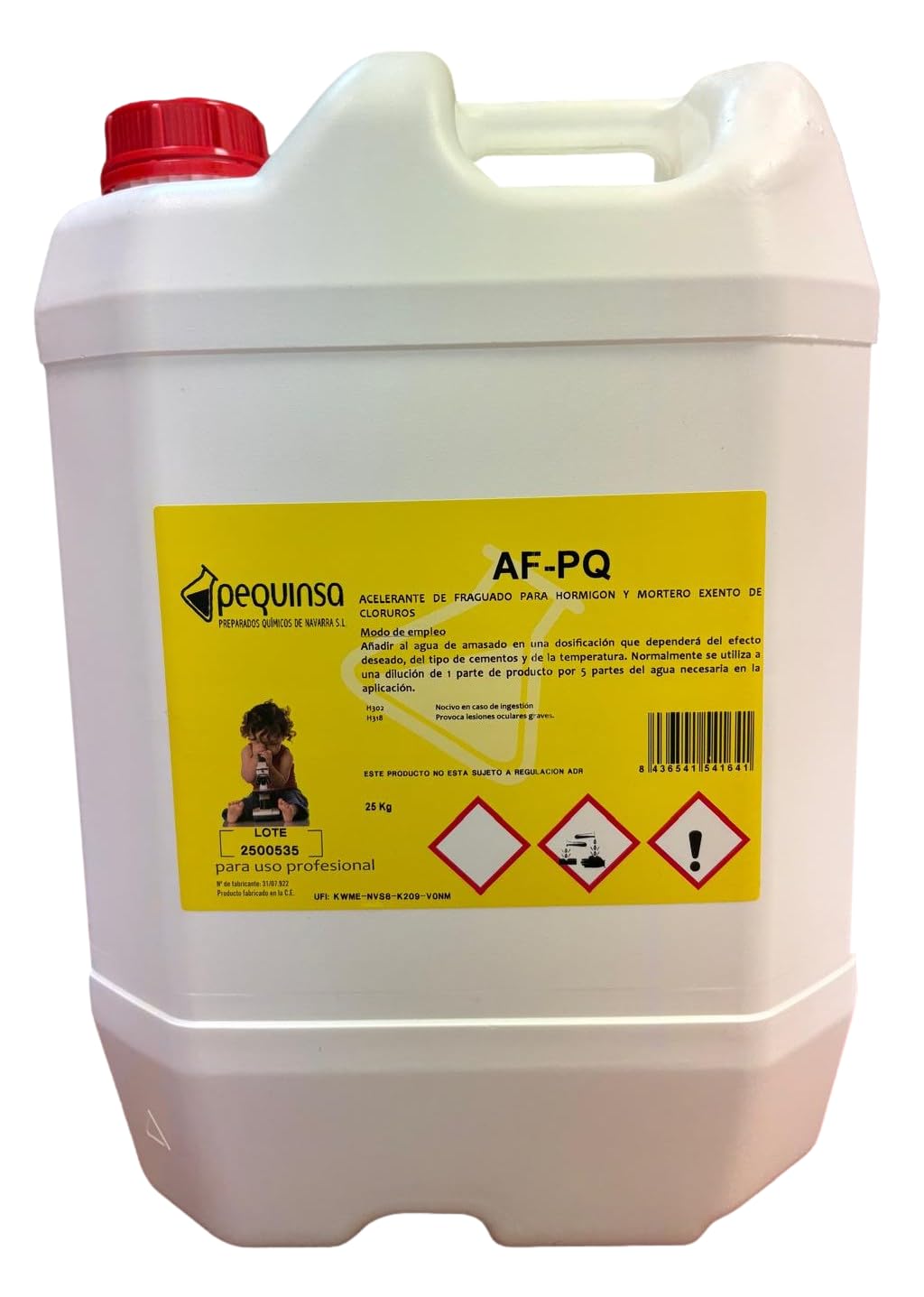 Acelerante de fraguado liquido, para morteros y hormigones. Envase 25 kg.