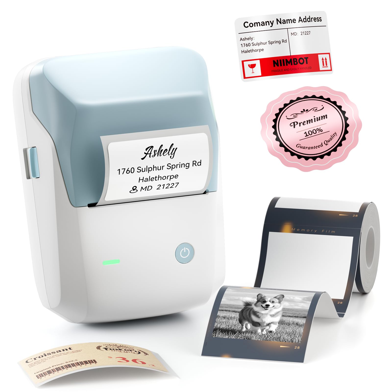 NIIMBOT B1 Pro Label Maker with 1 Label, 300 DPI Thermal Label Printer