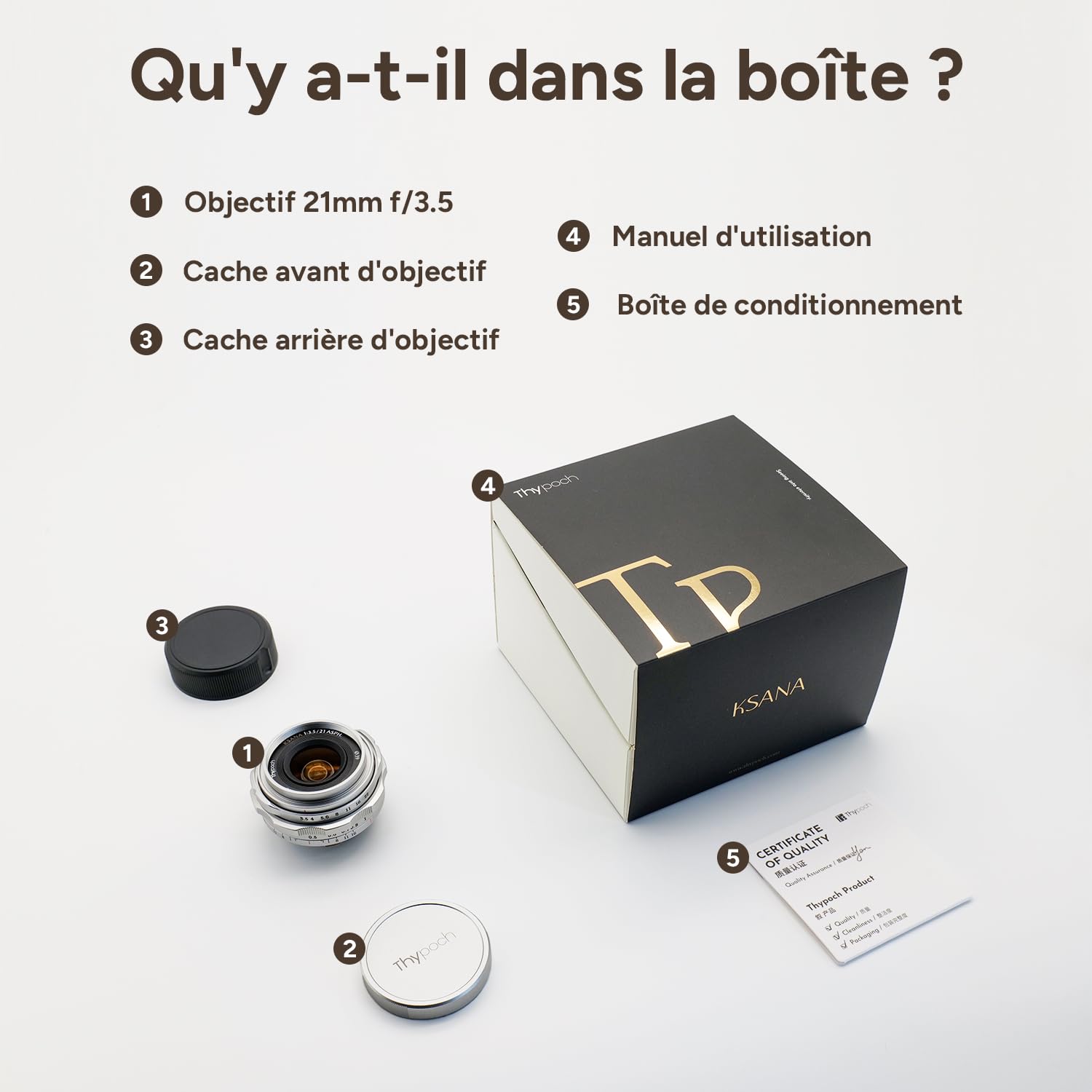 Thypoch Ksana 21mm f/3.5 Objectif–Monture M,Ultra Grand Angle Plein Format,MF Compatible avec Leica M (M2, M4, M6, M9, M9-P, M240, M-P 240, M262, M10-P, M10-R, M11), Argent