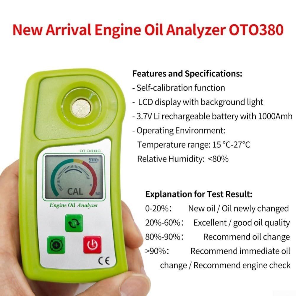 Digitales Motoröl-Analysegerät mit LCD-Display, Selbstkalibrierung & Typ-C, Ölqualitätsprüfer 0-90% für Diesel &, Automatischer Abschaltung